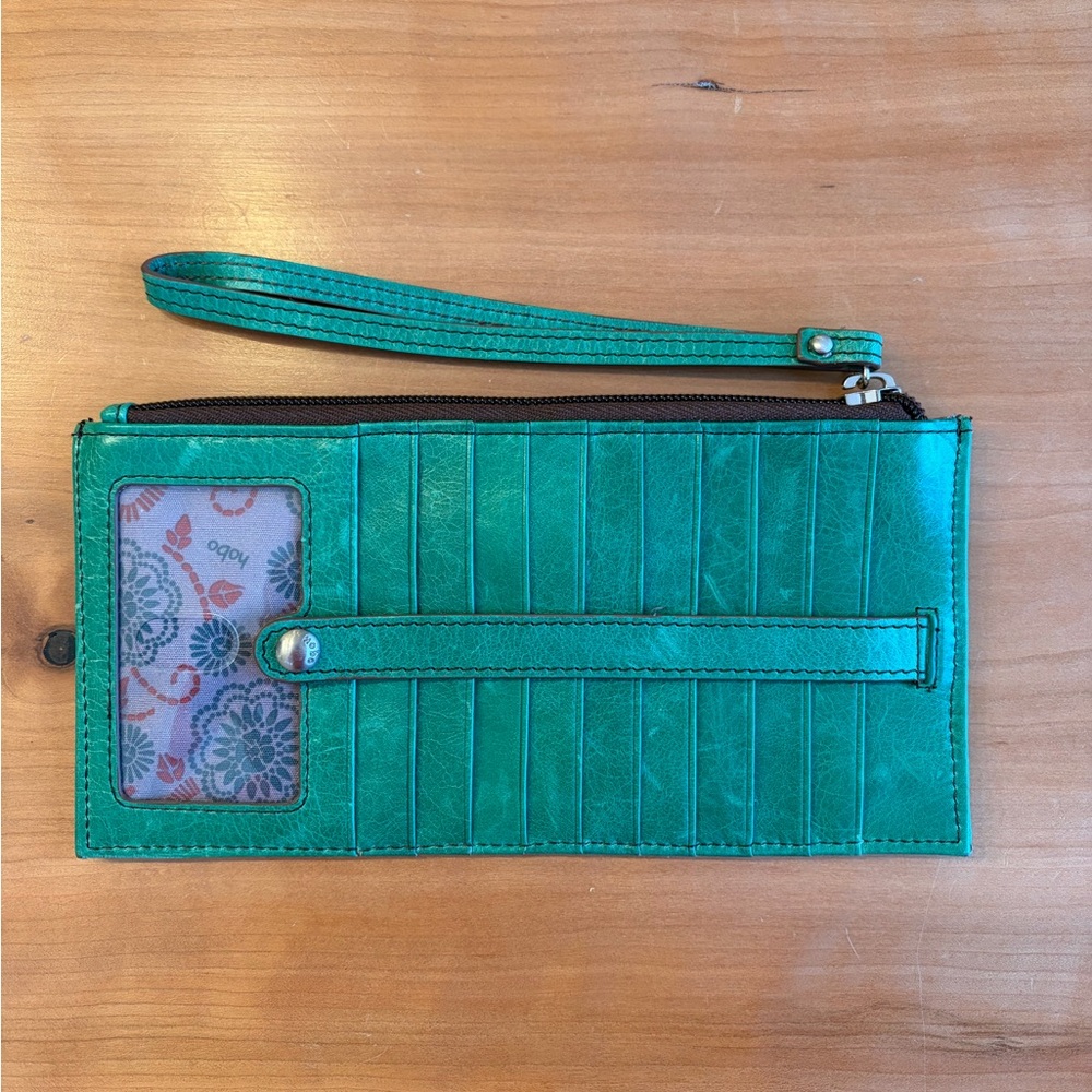 HOBO Teal Green Leather Wristlet Clutch - Picture 2 of 5
